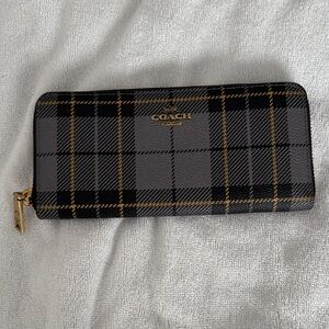 Coach Black and Gray Plaid Wallet